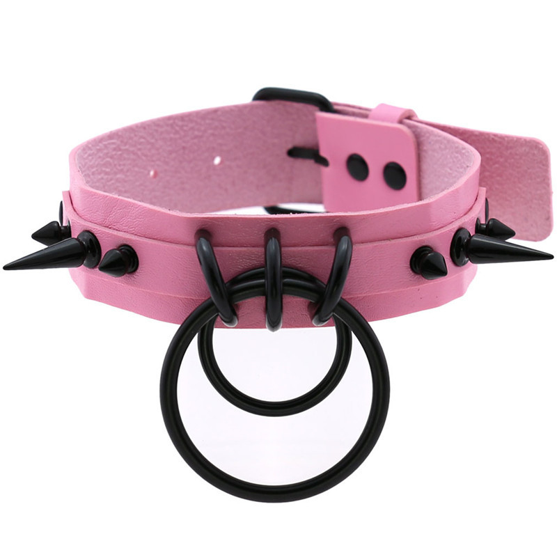 Goth Punk Spike Choker - 2021, розовое готическое панк-колье с заклепками