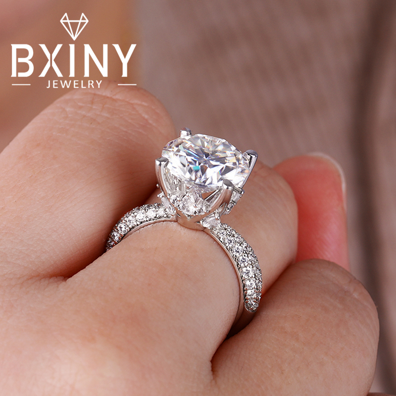 Moissanite Engagement Ring 1 Carat - BXINY D цвет 5CT кольца с