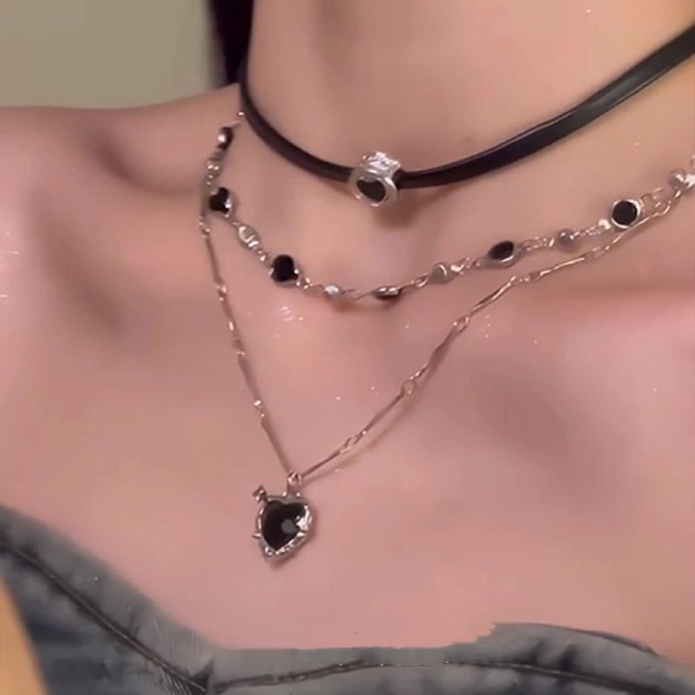 Layered Pendant Necklace Aesthetic - Y2K готическое ожерелье с подвеской в