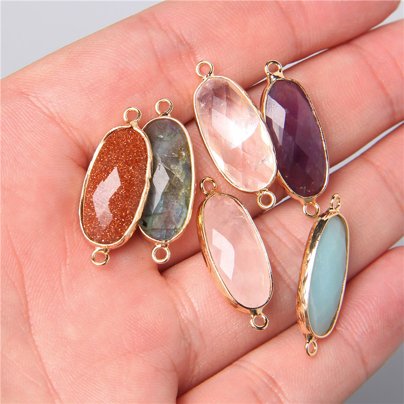 Crystal Pendant Necklace Natural Stone - 2 шт. 10X26 мм натуральный двойной
