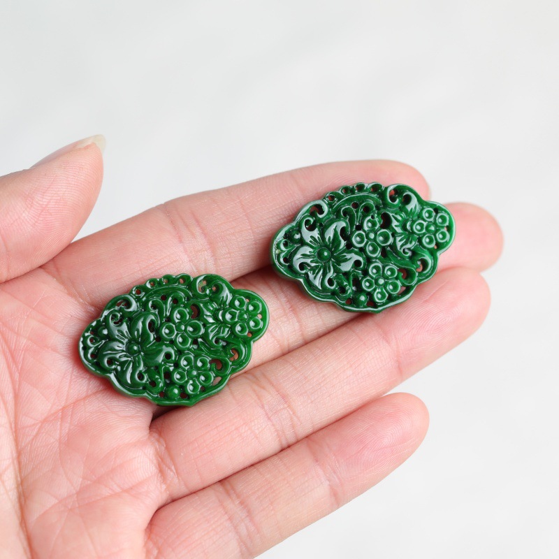 Earrings - 2 шт. натуральных нефритовых бусин сухого