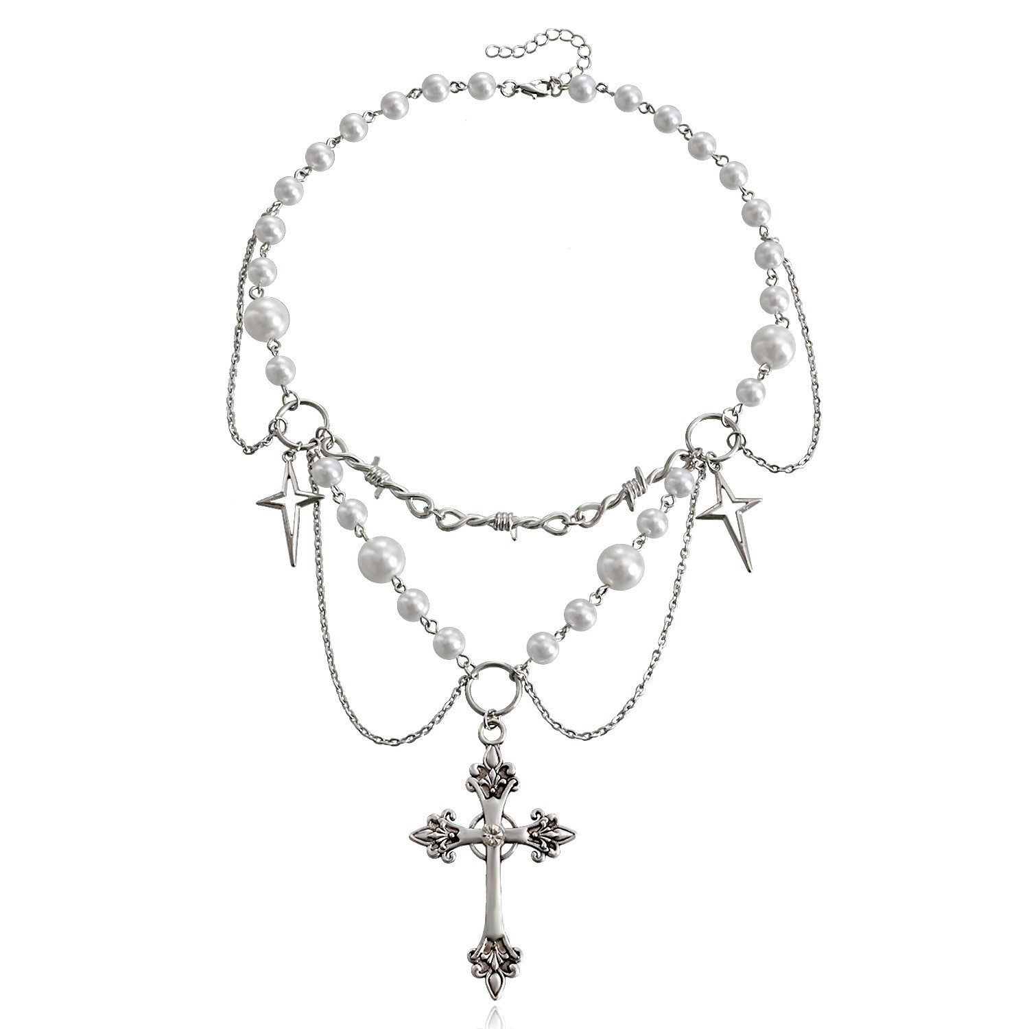 Pearl Choker Necklace Vintage - Женское Ожерелье с жемчугом, Двухслойное колье-чокер
