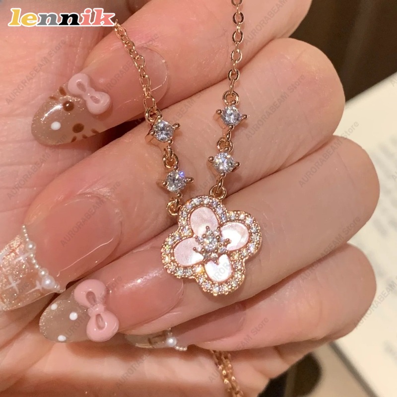Layered Pendant Necklace Aesthetic - Ожерелье из розовой ракушки, кулон с