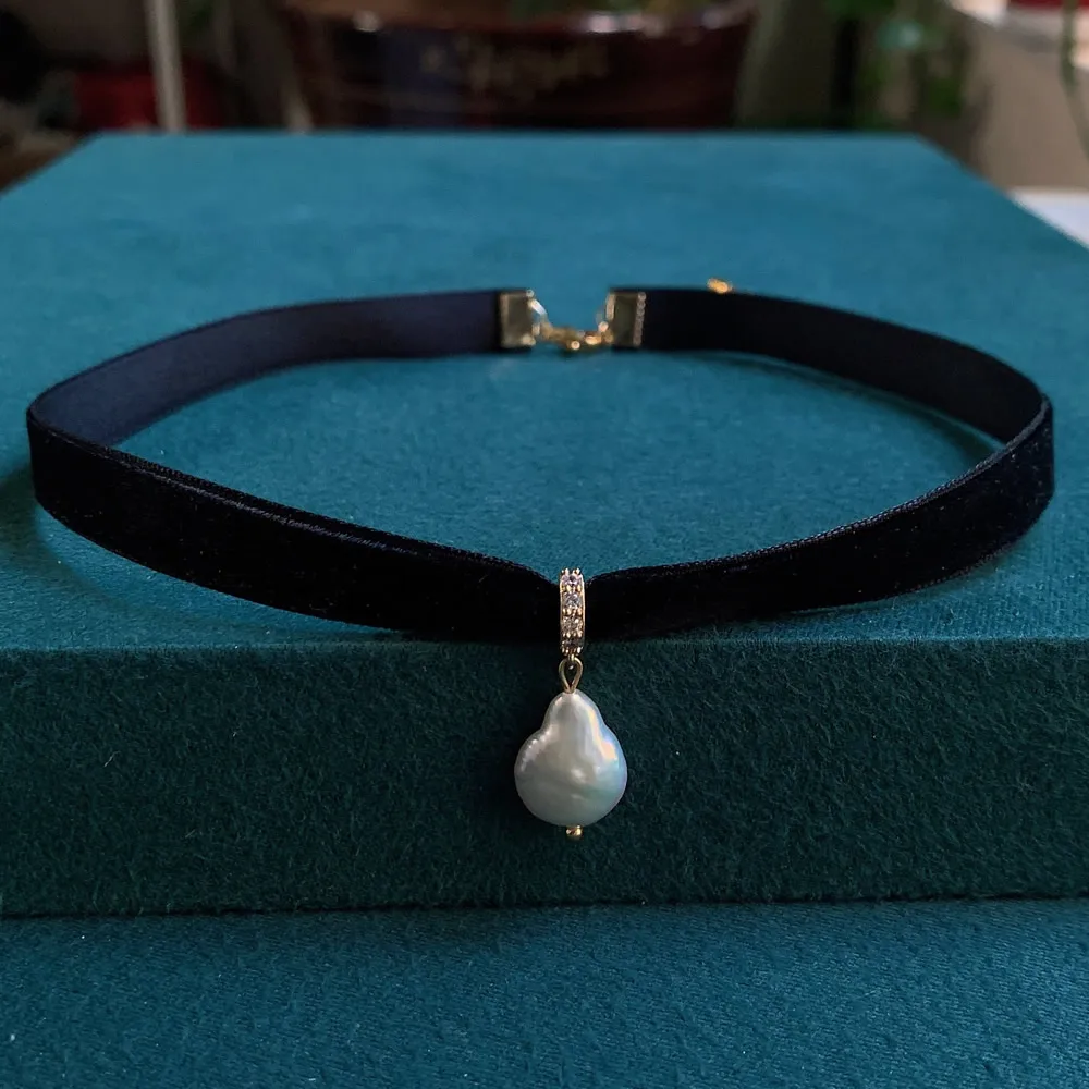 Черное бархатное колье с ленто – обзор и цена Pearl Choker Necklace Vintage