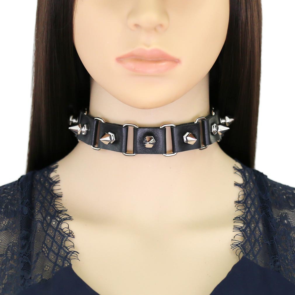Черные кожаные ожерелья-чокер  – обзор и цена Goth Punk Spike Choker
