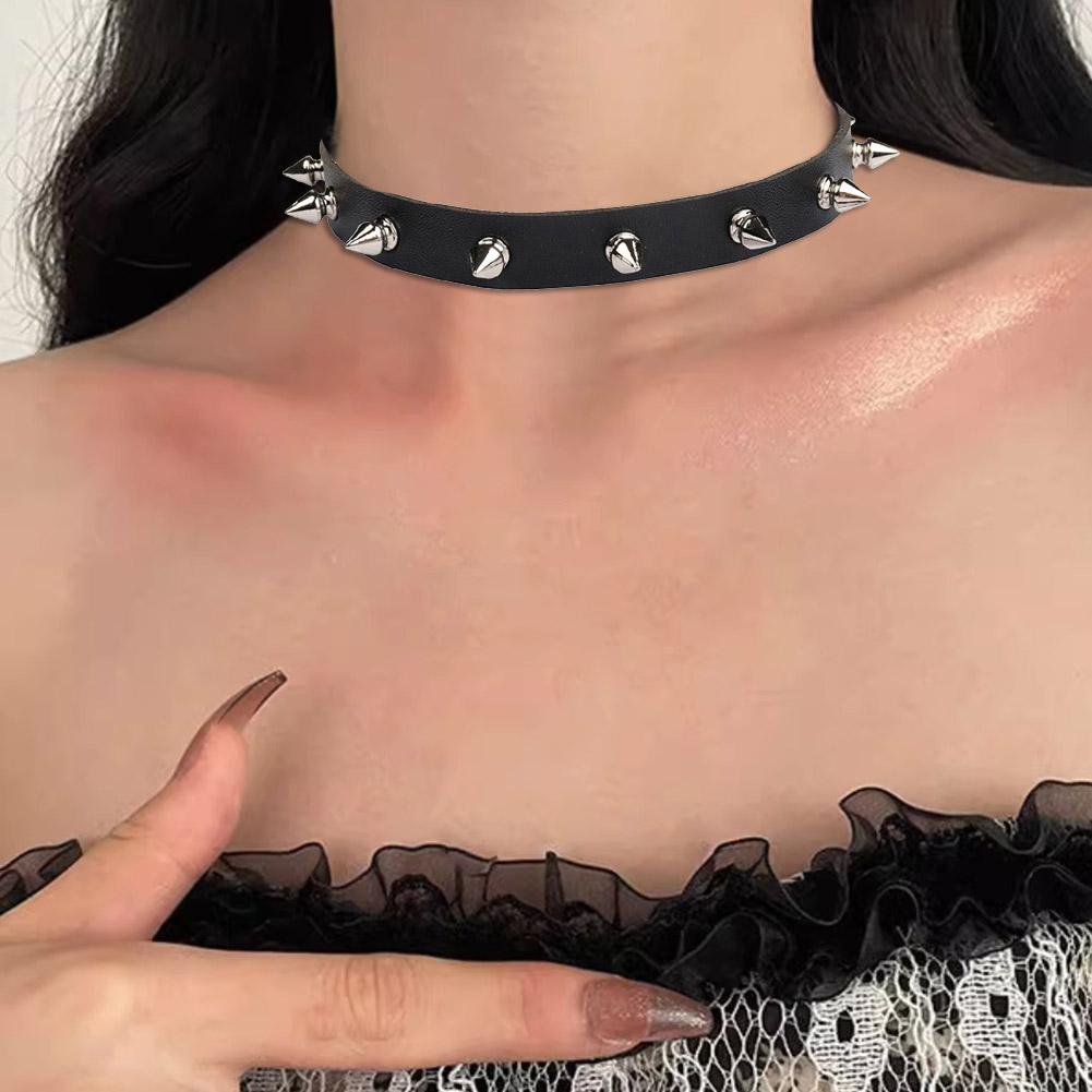 Черный чокер из искусственной  – обзор и цена Goth Punk Spike Choker