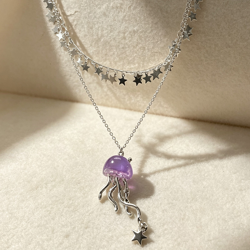 Милый фиолетовый кулон-медуза  – обзор и цена Layered Pendant Necklace Aesthetic